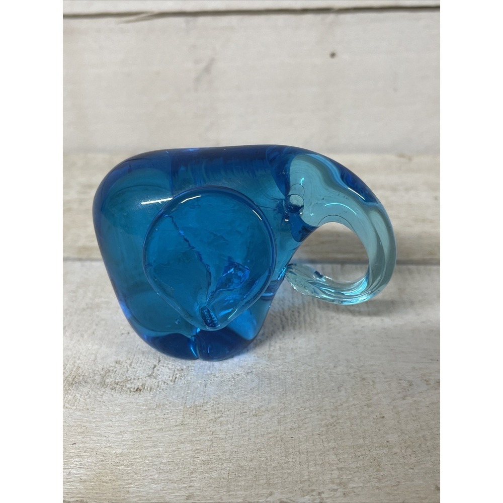 ART GLASS BLUE ELEPHANT FIGURINE DECO PAPERWEIGHT  FAST SHIPPING